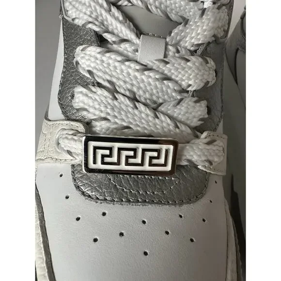 Versace Odissea Mens Leather White/Gray Sneakers 11.5 US (44.5) 1015437 NIB $950
